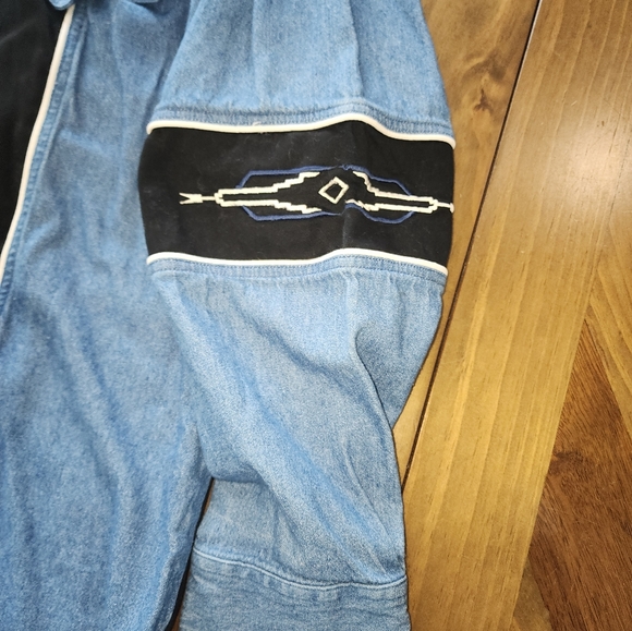Express Riders Western Aztec Rodeo Tribal Black Blue Button Down Sz Large - Picture 3 of 13